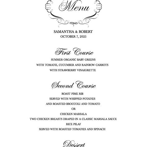 FREE Wedding Menu Template .